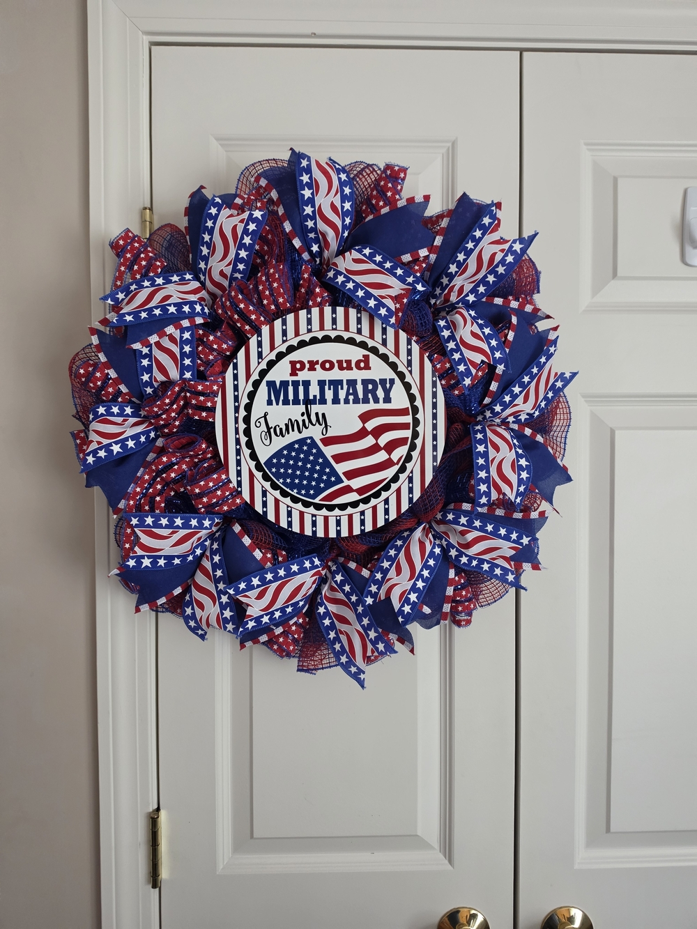 Proud Military Family Patriotic Red, White & Blue Wreath